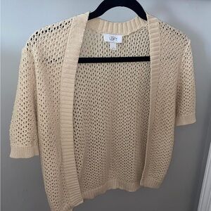 LOFT Women's Beige Open-Knit Cardigan